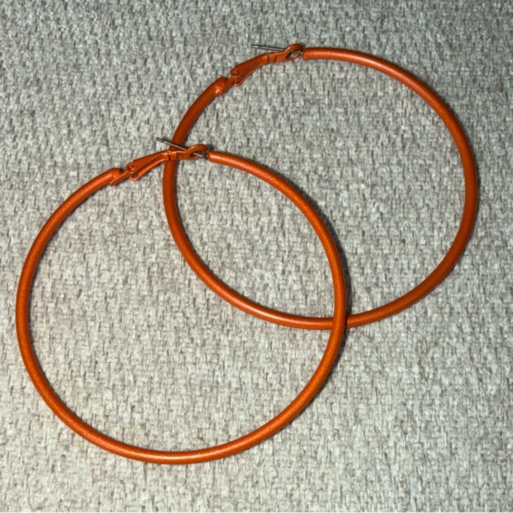 Vibrant Orange Hoop Earrings